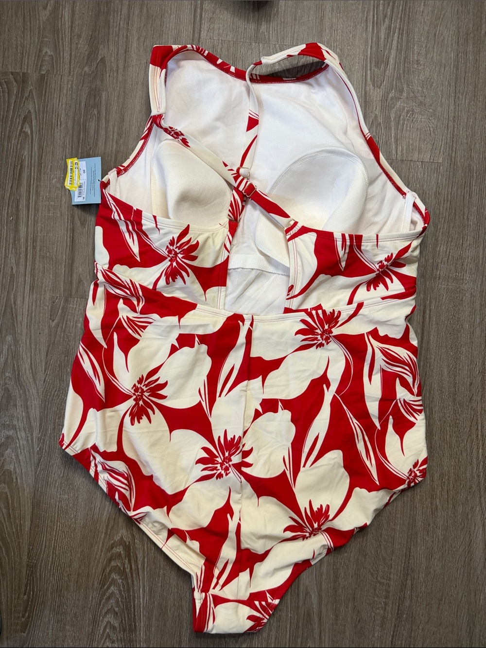Shade & Shore Red and White Floral One-Piece Swimsuit - Picture 3 of 3